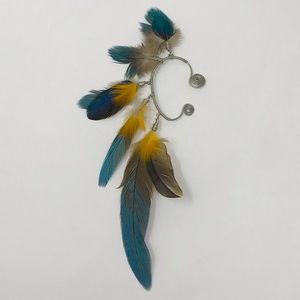 Right Feather Wire Ear Cuff Native Tribal Boho EUC
